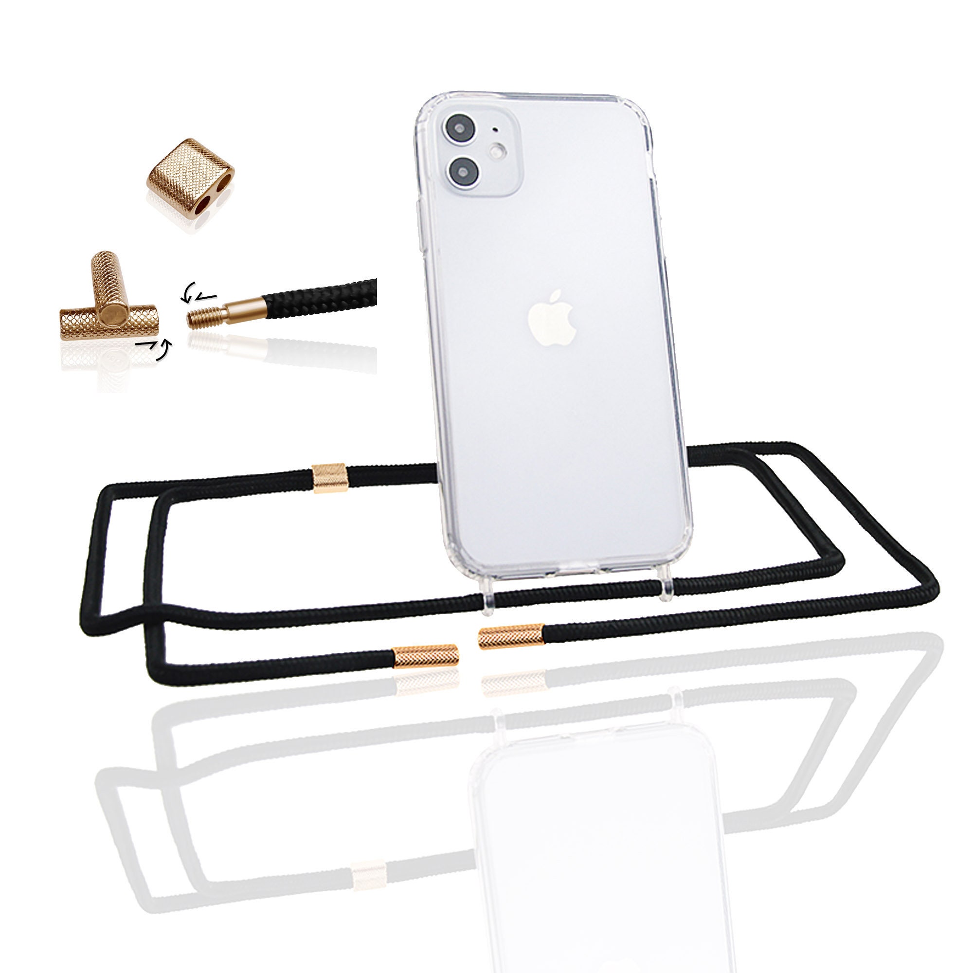 Con tracolla Corda Cavo Trasparente Glter Custodia per iPhone 11 12 13 14 15 pro max se 2 2020 2022 Cordino a tracolla Cover Fundas  202192403