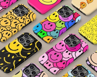 Smiley Face Phone Case for all iPhone Models, 15 14 13 12 11 XR X SE 7 8 Max Pro Mini Full Wrap Cover