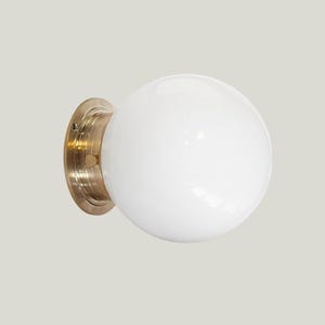 White Glass Wall Lamp Globe Wall Sconce Light Available in Gold or Silver Finish