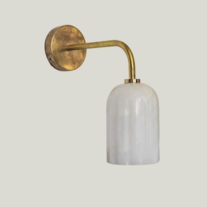 Alabaster Wall Lamp with Brass or Nickel, Decorative Wall Sconce, Ambient Wall Light Fixture