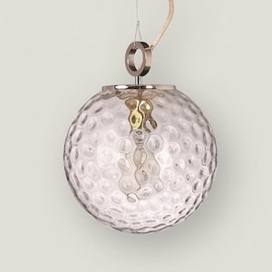 Clear Glass Globe Chandelier with Silver Top, Glass Pendant Lamp, Hand Blown Glass