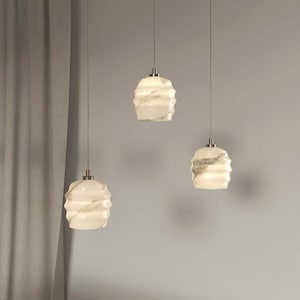 Calliope - lustre en albâtre, suspension, plafonnier haut, lampe à suspension, éclairage de table, éclairage de salle à manger