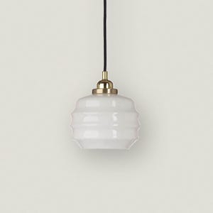 Opaline pendant light with brass top, art deco pendant lamp, brass lamp, art deco lighting