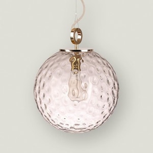 Globe Pendant Light with Brass Top, Art Glass Chandelier, Hanging Lamp
