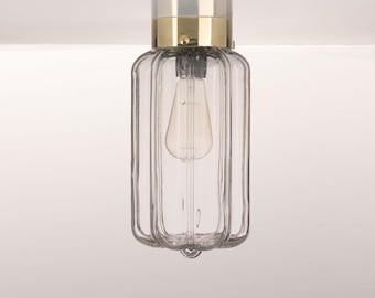 Art-deco-plafondlamp met zilveren of gouden voet, helderglazen inbouwlamp