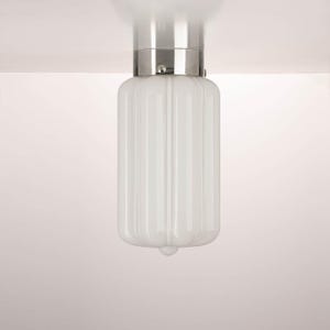 Opalglas Deckenlampe im Art Deco Stil mit Silber oder Gold Sockel, Weisse Deckenlampe, Art Deco Beleuchtung
