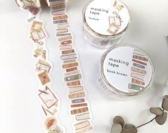 Wycinana taśma washi -tukue/książka brązowa-