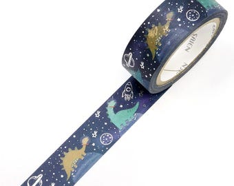Cinta adhesiva "Dinosaurio espacial" de Japón. Cinta Washi.