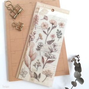 Papieren en plantensticker "beige" (set van 2 vellen) uit Japan<mind wave>