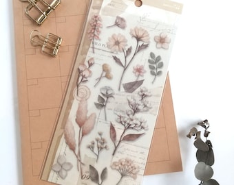 Paper & Plant Sticker "beige" (Set of 2 sheets) from Japan<mind wave>