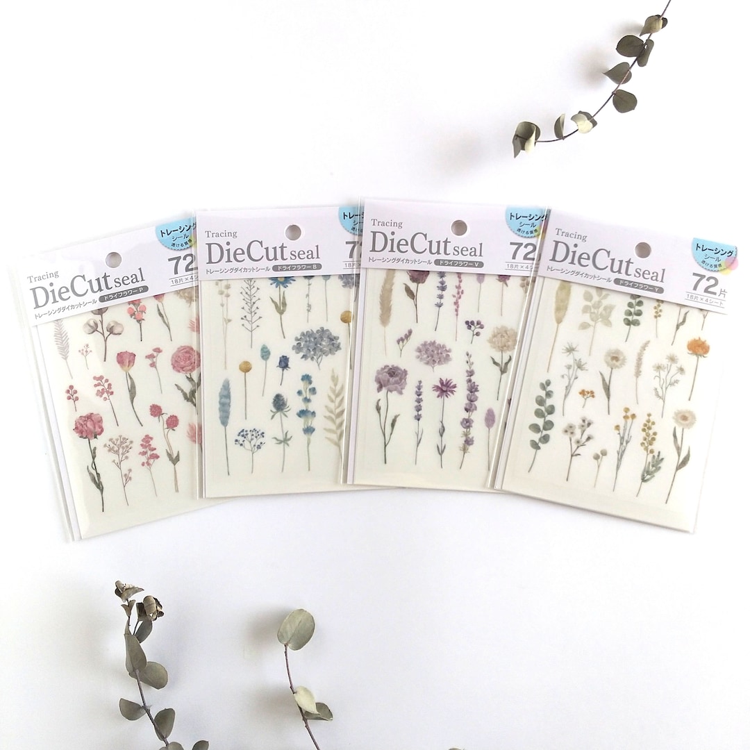 Tracing Die Cut Seal dry Flower Sticker From Japan Etsy