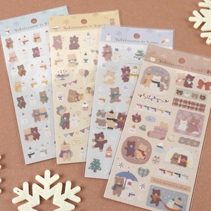 Folha de adesivo "Boneco de neve e urso" da GAIA do Japão