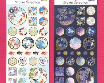 Sticker Selection gold foil washi sticker -Goldfish/Fireworks- from Japan by GAIA