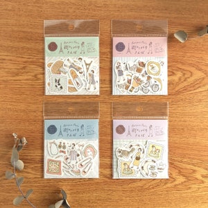 Adesivo de flocos de washi "Passeando por Paris" do Japão<Furukawashiko>