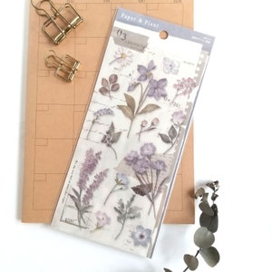 Sticker plante et papier « violet » (Lot de 2 feuilles) importés du Japon<mind wave>