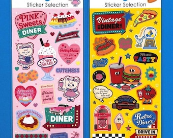 Selección de pegatinas -Pink Diner / Vintage Room- de Japón por GAIA