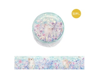 Gold foil washi tape "Flowers and Cats/Little Friends" by BGM