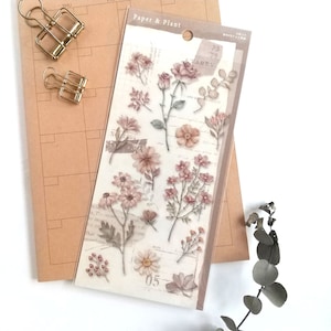 Pegatinas de papel y plantas "marrón" (juego de 2 hojas) de Japón <mind wave>