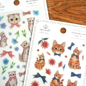 Épingle à linge Miki Takei mondo, autocollant transparent « Ginger cat/Munchkin », importé du Japon