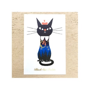 Cartão Postal "Black Cat Robin" - Floresta Noturna -