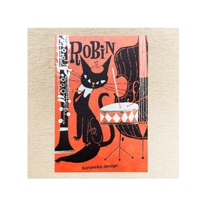 Postkaart "Black Cat Robin" -Muziekinstrumenten-