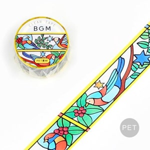 特殊ステンドグラス 透明テープ「鳥と植物」