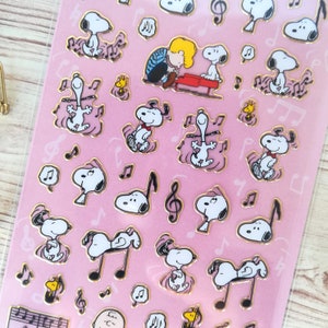 Pegatinas de Snoopy, mini pegatinas "Música" para planificador, pegatinas de agenda, diario, scrapbooking