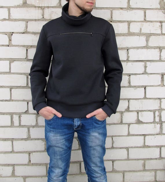 black cotton jumper mens
