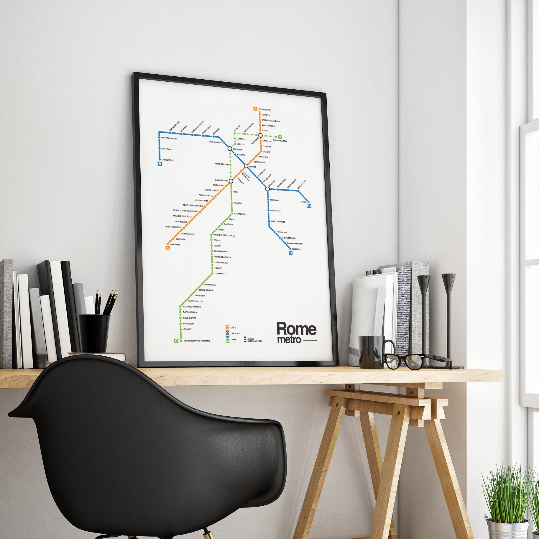 Rome Italy Metro Map Poster Subway Map Decor Rome Italy Metro Map 2021 ...