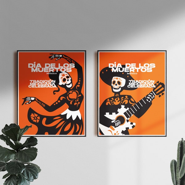 Dia de los Muertos Woman & Man Mexico posters | Tradition Mexicana Celebrada Posters | Traditional Posters | Mexico prints | by mankey
