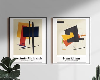 Set of 2 Suprematism posters | Kazimir Malevich & Ivan Kliun | Modern art posters |  Modernism, Russian Avant-Garde, Utopia | by Μankey