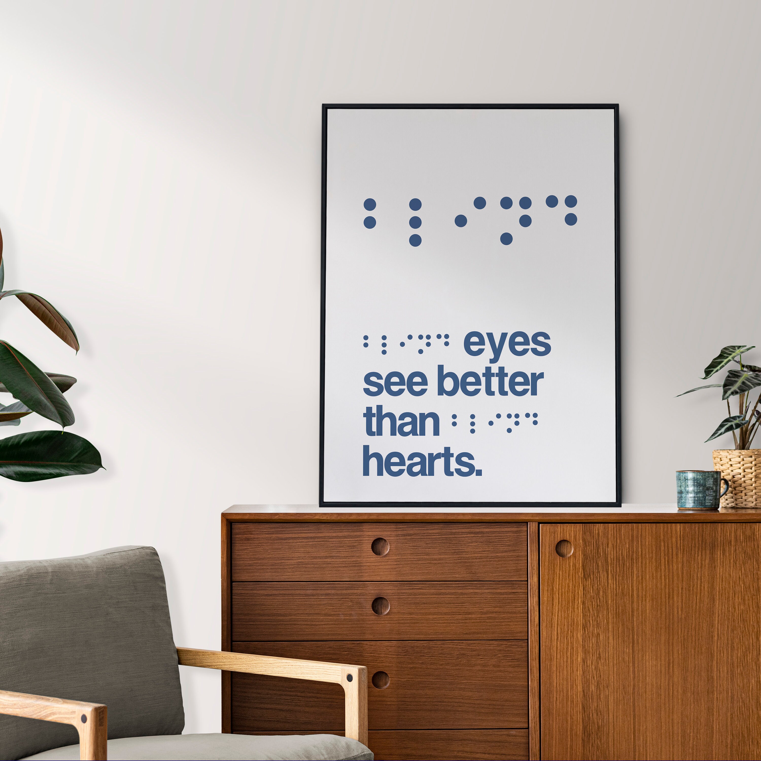 Braille Quote Poster Blind Eyes See Better Braille White Typography ...