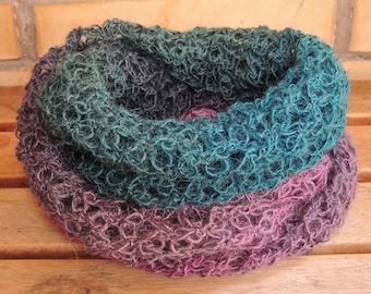 Sciarpa Punto Strega Sciarpa Di Lana Verde E Rosa, Realizzata Ad