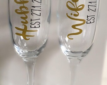Personalised Love Island Style White Champagne Prosecco Glass Birthday Hen Do X2