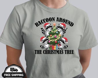 Kerstshirt wasbeer, Bella+canva superzacht 100% katoenen T-shirt
