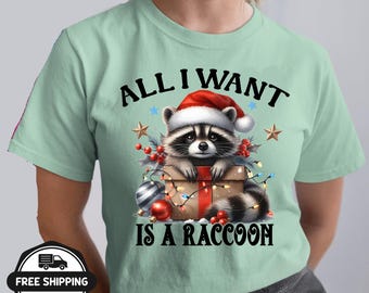 Camiseta navideña de mapache: camiseta de mascota no oficial