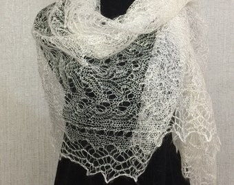 Chal de novia de encaje antiguo eslavo - Bufanda de ganchillo de Oremburgo para mujer - Chal de boda de invierno, 170 x 75 cm