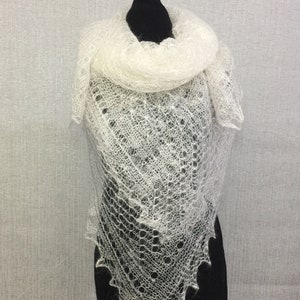 Orenburg antique knit shawl - Victorian winter bridal lace wool crochet wrap, 53.2 x 53.2 inch / 135 x 135 cm