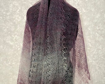 Orenburg shawl scarf - Slavic wool hand knitted capelet, 31.5 x 72.8 inch / 80 x 185 cm