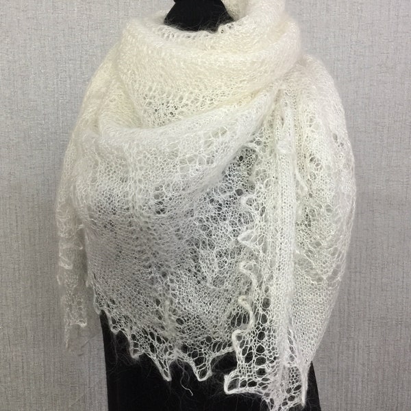 Orenburg antique lace shawl - Slavic crochet baby shawl - Wedding knitted cape, 51.2 x 51.2 inch / 130 x 130 cm