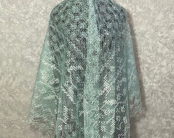 Orenburg lace goat down shawl, 66.9 x 66.9 inch / 170 x 170 cm
