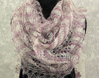 Orenburg hand knitted lace shawl scarf,  29.9 x 78.7 inch / 76 x 200 cm