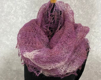 Slavic Orenburg hand knitted lace headscarf shawl, 30 x 69 inch / 75 x 175 cm