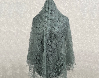 Orenburg goat down crochet shawl, 67 x 67 inch / 170 x 170 cm