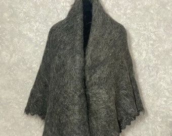 Orenburg crochet downy traditional grey shawl, 51.2 x 51.2 inch / 130 x 130 cm