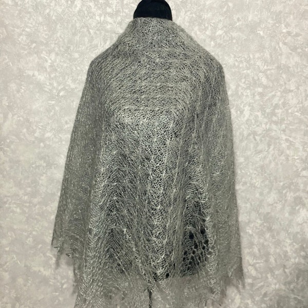 Orenburg goat down gossamer shawl, 53 x 53 inch / 135 x 135 cm