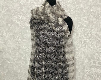 Orenburg gossamer shawl scarf, 31.5 x 74.8 inch / 80 x 190 cm