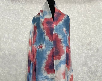 Pure silk tie dye scarf festival pashmina, 31.5 x 70.9 inch / 80 x 180 cm