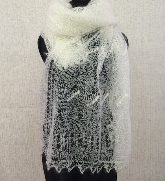 Scialle in pizzo di Orenburg Sciarpa da sposa in piuma di capra