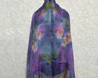 Asian pure silk natural dye scarf, 31.5 x 70.9 inch / 80 x 180 cm